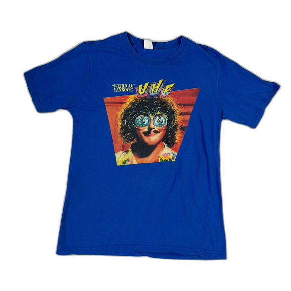 Vintage Weird Al UHF T Shirt Printed Blue Short Sleeve Small Y2K 1980s 1990s - Picture 1 of 6